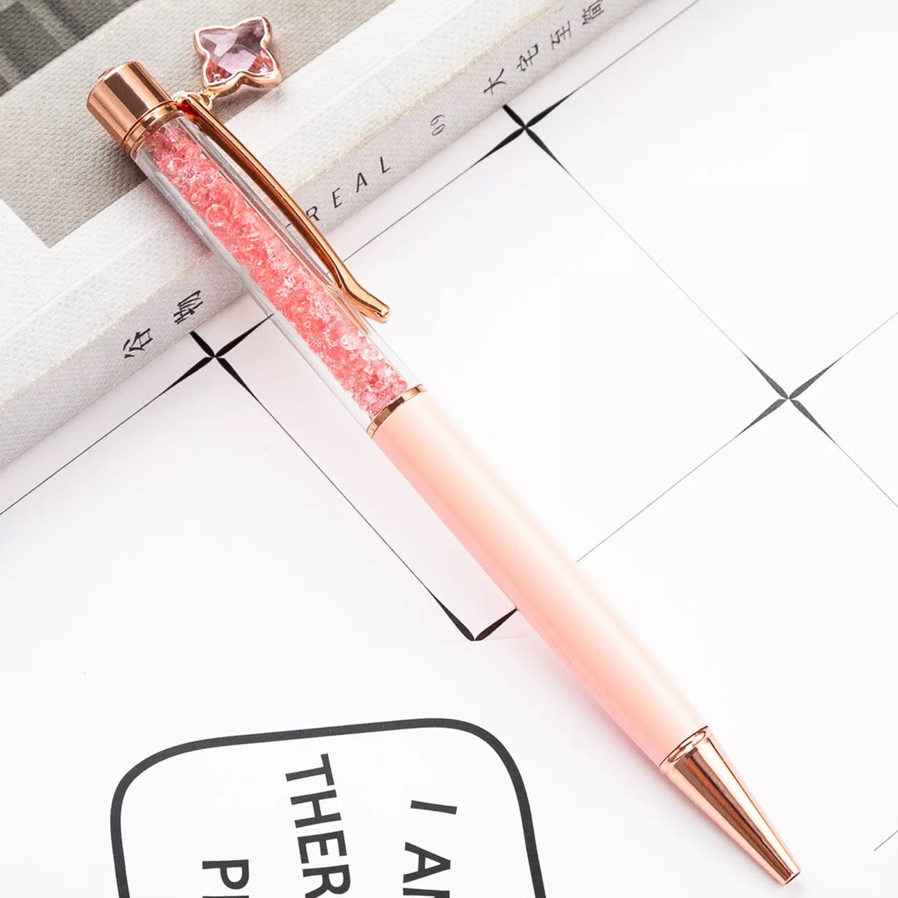 Crystal rose gold pen